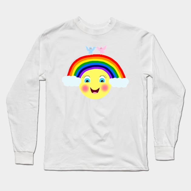 Sun with Rainbow Hair Long Sleeve T-Shirt by Art by Deborah Camp